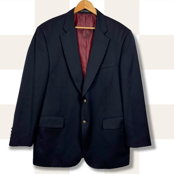 Dino Nardiello Super 100’s Worsted Wool Blend Lined Sports Coat Suit Black 44R